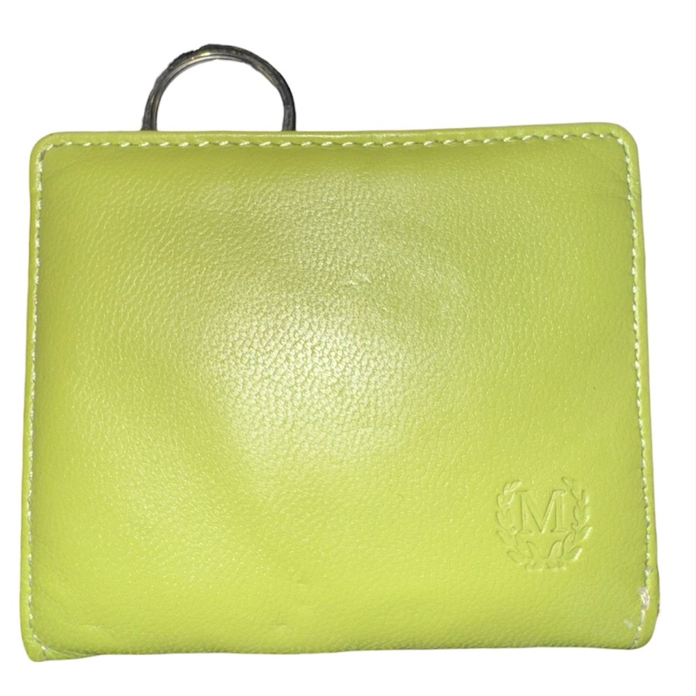 Green Genuine Leather Zip Wallet with Key Ring